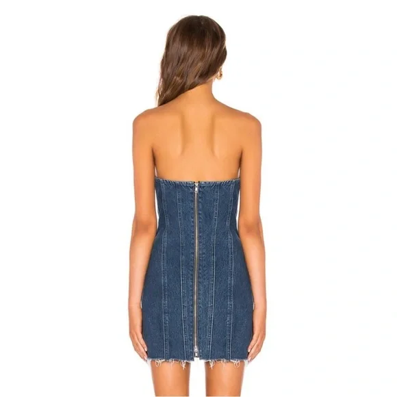 GRLFRND Denim 'Kristin' Bustier Strapless Dress in Femme Fatale Size Small NWOT - Picture 4 of 13